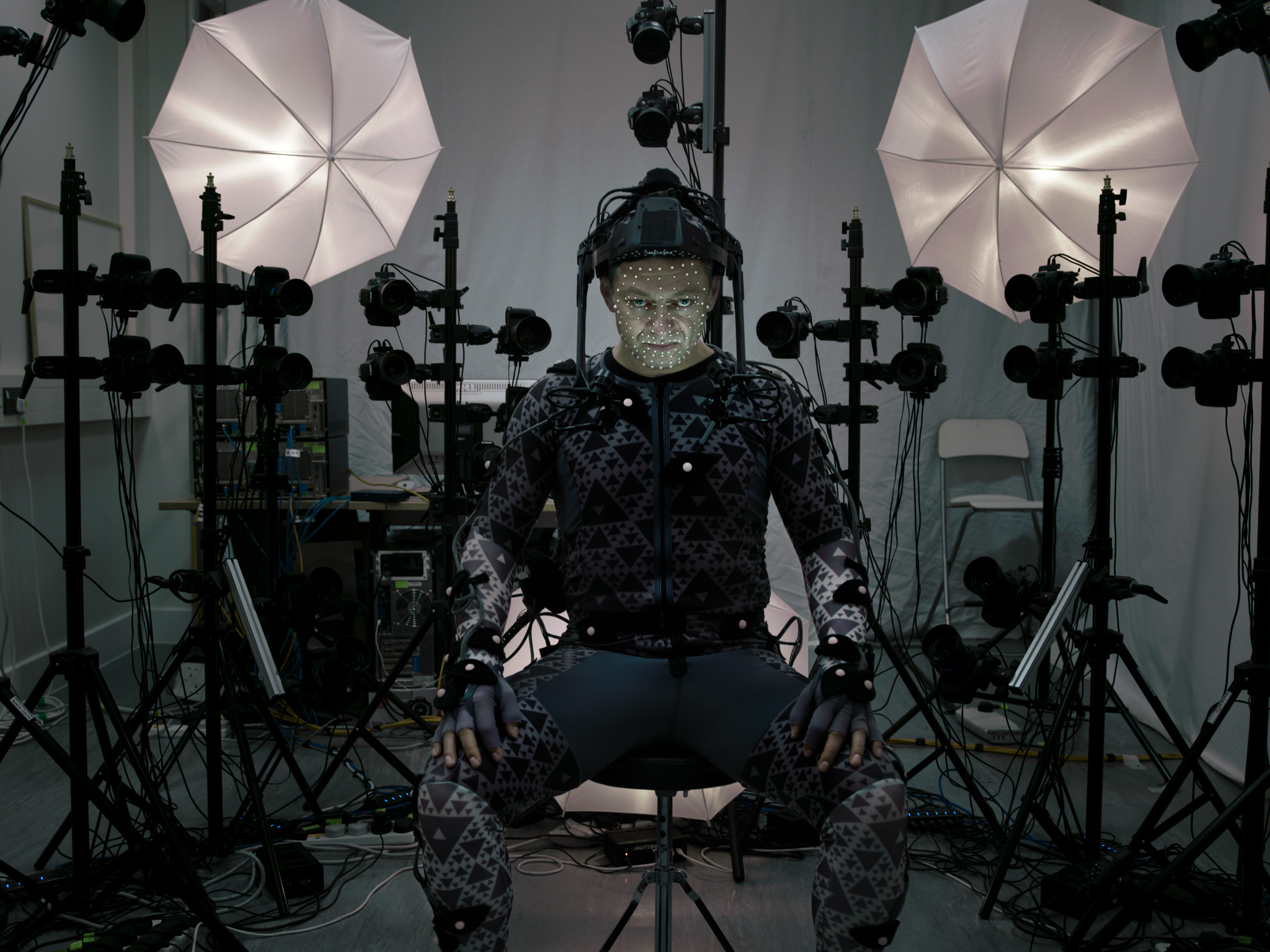 Andy Serkis im Motion-Capturing-Anzug für Das Erwachen der Macht