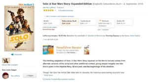 Solo: A Star Wars Story Del Rey-Ausgabe bei Amazon