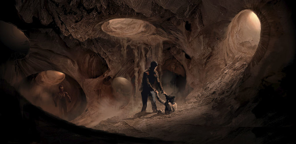 The Art of the Rise of Skywalker: Finn und Rey in der Höhle
