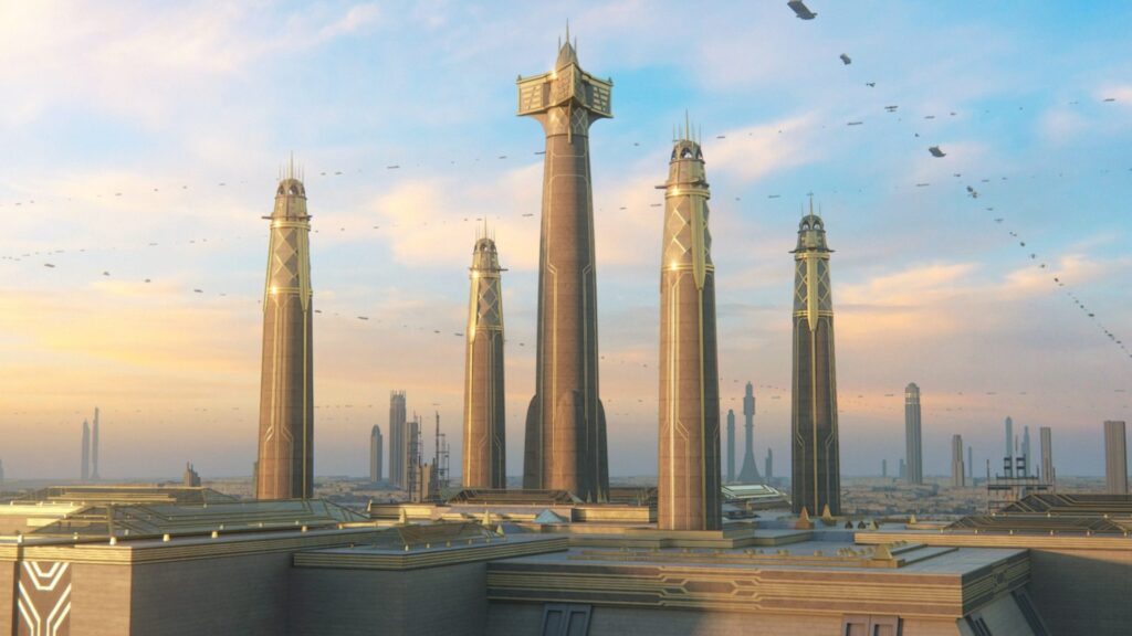 Konzeptzeichnung des Jedi-Tempels auf Coruscant zur Zeit der Hohen Republik aus The Acolyte: A Design Case Study