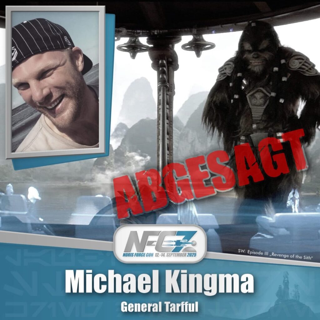 NFC7-Porträt von Michael Kingma mit der roten Aufschrift "Abgesagt"