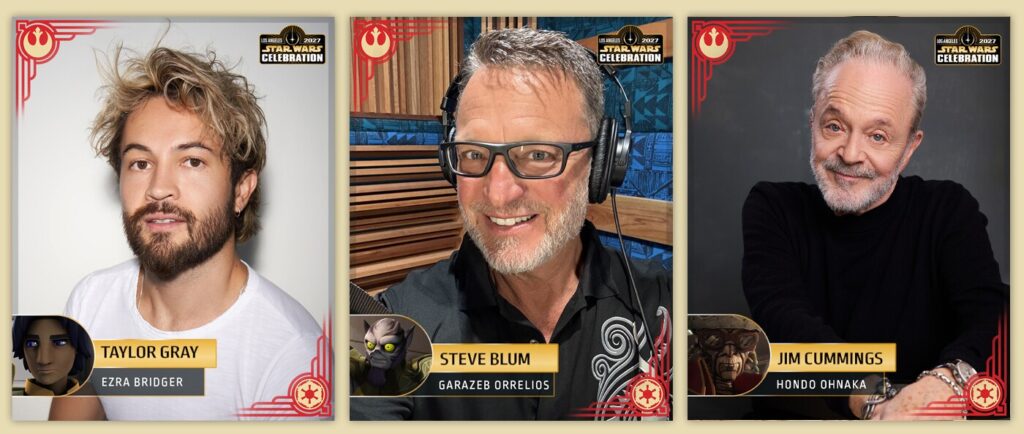 Celebration-Ankündigungs-Porträts von Taylor Gray, Steve Blum und Jim Cummings